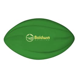 A green 135mm Spyro football with a textured surface and a logo on it.