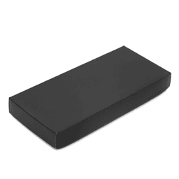 A rectangular black box with a smooth finish, designed for packaging or presentation.