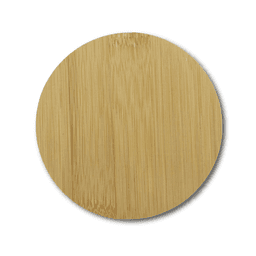 A round bamboo coaster in a natural tan colour, featuring a smooth surface and no visible branding.