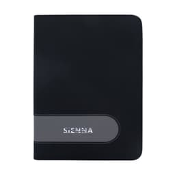 A sleek black compendium with a grey accent, featuring a logo on the front. Ideal for office and business use.