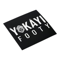 A square sticker featuring a black background with white text and a logo. The sticker is 75 x 75 mm.