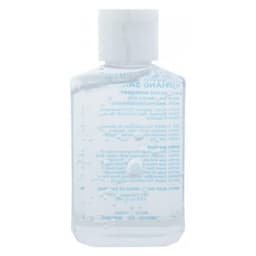 A clear 60ml hand sanitiser gel bottle containing 75% ethyl-alcohol, featuring a white flip-top lid and a logo.