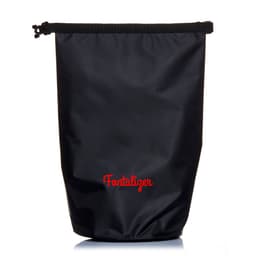 A 10L dry bag in black with a logo, featuring a roll-top closure for waterproof storage.