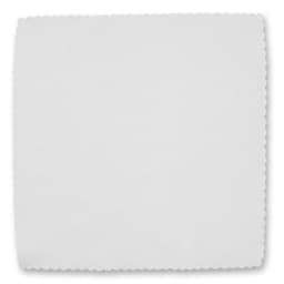 A white mini microfibre cleaning cloth with scalloped edges, ideal for phone and technology cleaning.