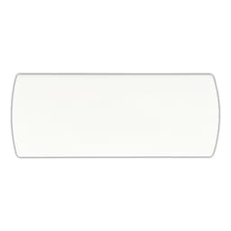 A white bandage dispenser with a rounded shape and a smooth surface, featuring a logo.