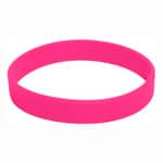A pink silicone wristband featuring a logo, ideal for exhibitions and events.