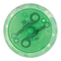 A green LED light-up yo-yo with a translucent design and a central axle visible from the top view.