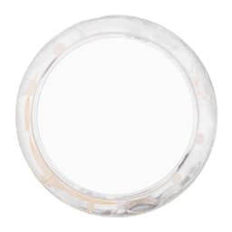 A circular LED light-up yo-yo in clear plastic with a smooth surface. It includes a branding logo.