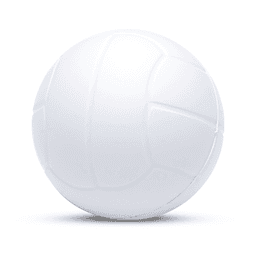 A white squeeze volleyball stress ball with a textured surface and a rounded shape.