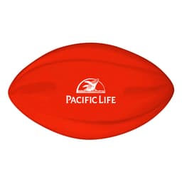 A red 200mm Spyro football with a smooth surface and a branding logo on one side.