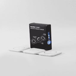 A 3-in-1 MagSafe wireless charger in white with a black box featuring a logo and product information.