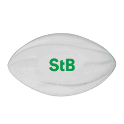 A 135mm white football with a green logo, designed for leisure and outdoor activities.