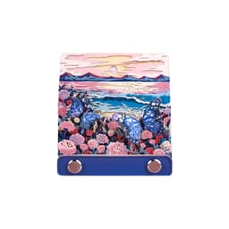A 3D paper-cut sculpture notepad featuring colourful butterflies and flowers, with a hanging loop and a blue base.