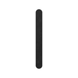 A black professional straight shape nail file with rounded ends and a textured surface. It features a branding logo.