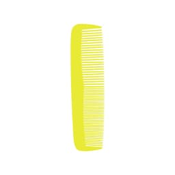 A custom blended tooth comb in bright yellow, featuring a sleek design and evenly spaced teeth.