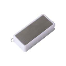 A 360-degree rotating flash drive in white with a silver metallic top and a keyring attachment.