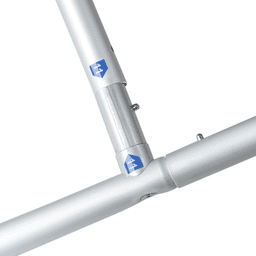 A silver metal frame featuring connecting joints, designed for a tension fabric display wall.