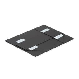 A black foldable magnetic wine box designed to hold a single bottle. Features a simple, sleek design with a logo.