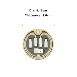 A bamboo circle cable kit featuring USB and charging cables in a circular, compact design.