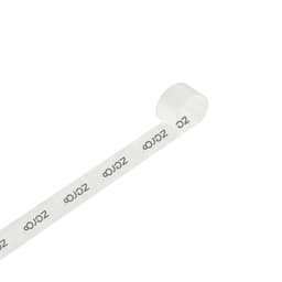 A roll of 22mm width ribbed fabric ribbon in light cream with a logo band displayed.