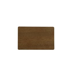 A rectangular bamboo business card in a natural brown colour with a smooth finish. It features a logo.
