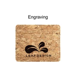 A cork card holder featuring multiple slots and a logo design. The natural texture highlights its eco-friendly material.