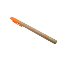 A brown paper tube highlighter with an orange cap and accent. It features a clip for attachment.