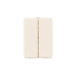 A folding pills box in cream colour with seven compartments and a central hinge. It features a simple design.