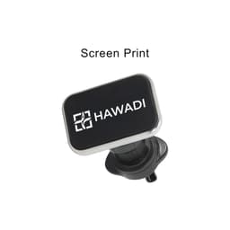 A square black car hook bracket with a metallic border, featuring a logo.
