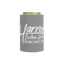A drink bottle stubby holder in grey with a logo, suitable for keeping beverages cold.