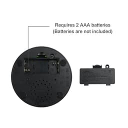 A black voice recording button with a battery compartment for two AAA batteries and a smaller attached panel.