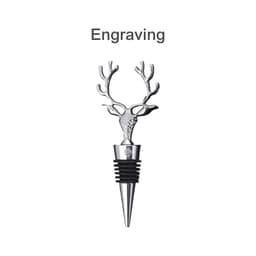 A drink bottle wine stopper featuring a silver deer head design with antlers and a black rubber base.