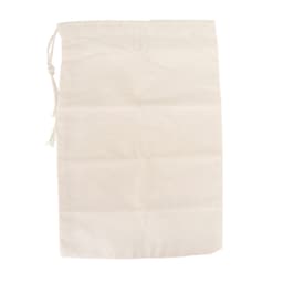 A large, natural coloured cotton produce bag with a drawstring closure and a simple design.