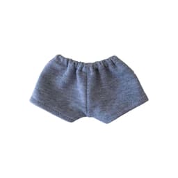 A pair of grey basic shorts made from a soft fabric, featuring an elastic waistband.