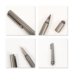 A metallic grey 2-in-1 pencil featuring a retractable pencil tip and a ballpoint pen end, with a clip.