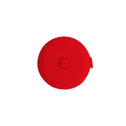 A 1.5m round tape measure in vibrant red, featuring a button and a small loop for attaching to keyrings.
