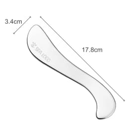 A translucent facial Gua Sha massage tool in an elongated shape, measuring 17.8 cm in length.