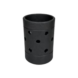 A drink bottle holder made of black EVA material with various holes for insulation and grip. It features a simple design.
