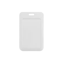 A white ABS single side ID card holder with a rounded top and a slot for attachment. It features a simple design.