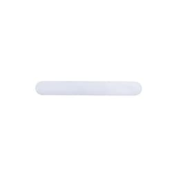 A white nail file with a smooth surface and rounded ends, featuring a branding logo.