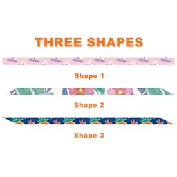 A set of three patterned narrow chiffon scarves in varying designs, featuring floral and botanical motifs and vibrant colours.