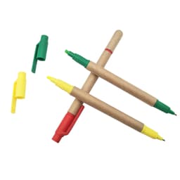 Paper Tube Highlighters in green, yellow, and red, with a natural cardboard casing, and some caps detached.