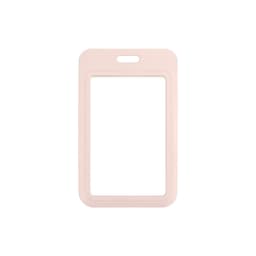 A light pink ABS double-sided ID card holder with a cutout at the top for easy attachment.