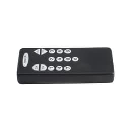 A black remote control shape stress reliever with numbered buttons and directional arrows, featuring a logo.