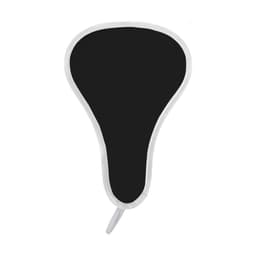 A foldable fan featuring a black surface with a white border and a handle, suitable for promotional events.