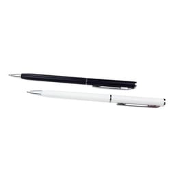 Two Aluminium Cross Pens in black and white, featuring sleek designs and metal finishes. Each pen has a branding logo.