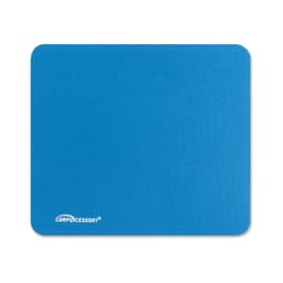 A blue natural rubber mouse mat featuring a simple design and a branding logo in one corner.