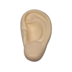 An ear-shaped stress reliever in a light beige colour, featuring a smooth texture and a simple design.