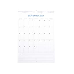 A vertical wall calendar for September 2026, featuring a spiral binding and a clean, white design.