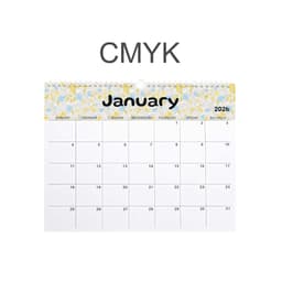 A horizontal wall calendar featuring a floral design at the top, with a white background for January 2026.